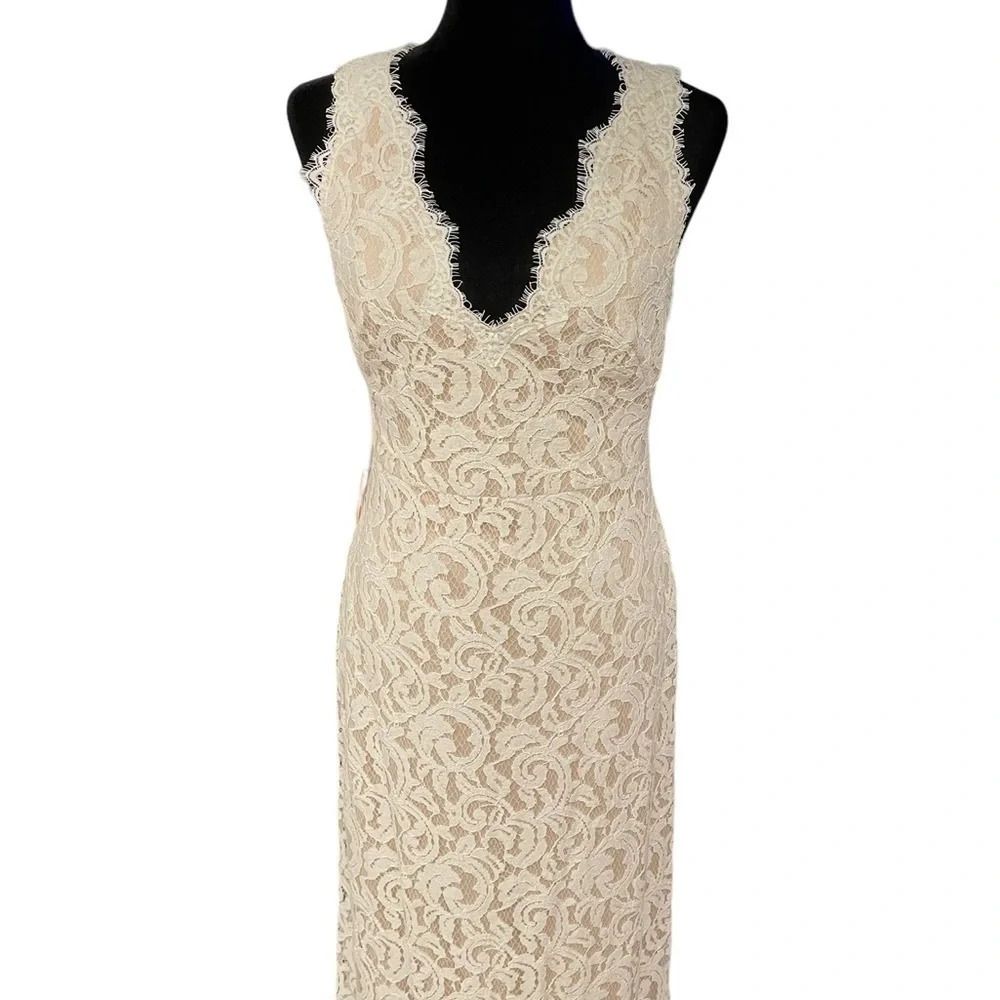 Anthropologie BHLDN Tadashi Shoji Lace Wedding Gown Cream White size 8 - Picture 3 of 13